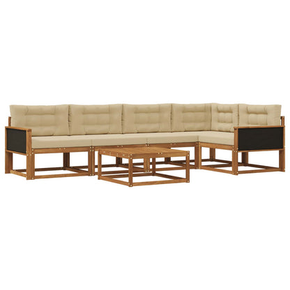 Set di divani da esterno con cuscino 6 pcs Naturale e Beige | homemem39