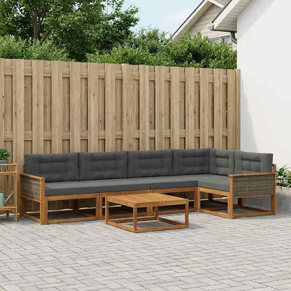 Set di divani da esterno con cuscino 6 pcs Naturale e Antracite | homemem39