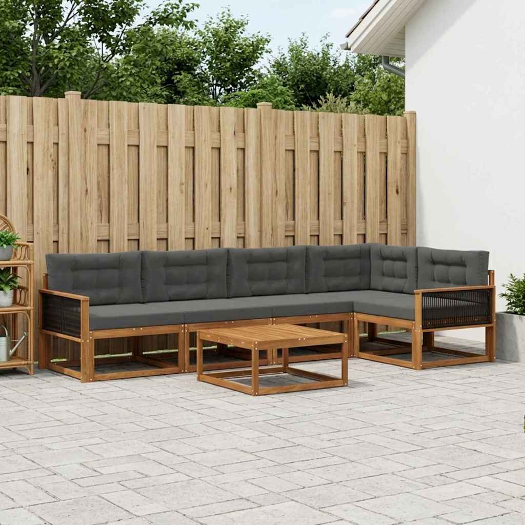 Set di divani da esterno con cuscino 6 pcs Naturale e Antracite | homemem39