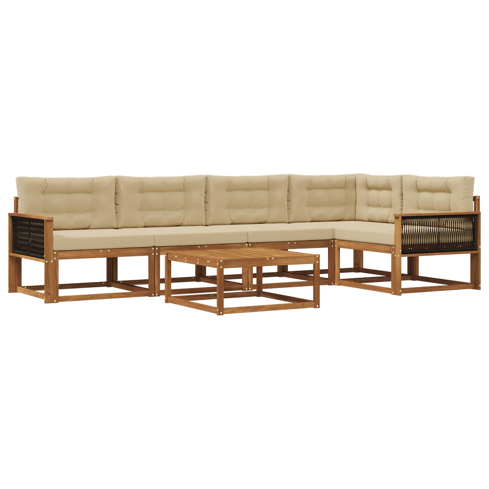 Set di divani da esterno con cuscino 6 pcs Naturale e Beige | homemem39