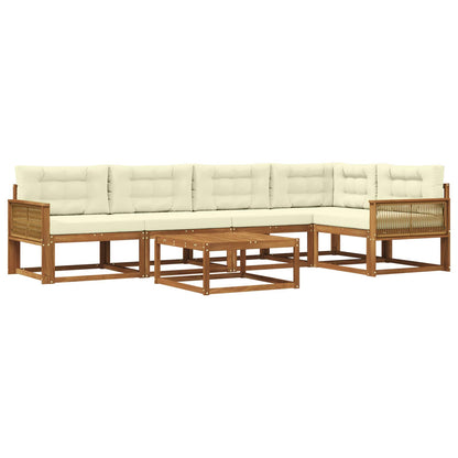 Set di divani da esterno con cuscino 6 pcs Naturale e Crema