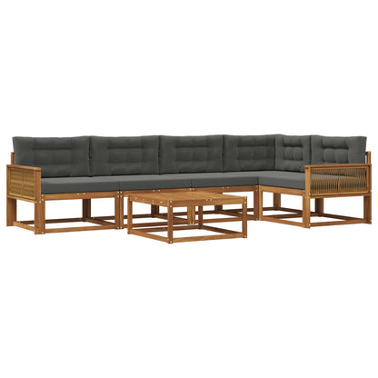 Set di divani da esterno con cuscino 6 pcs Naturale e Antracite