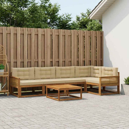 Set di divani da esterno con cuscino 6 pcs Naturale e Beige