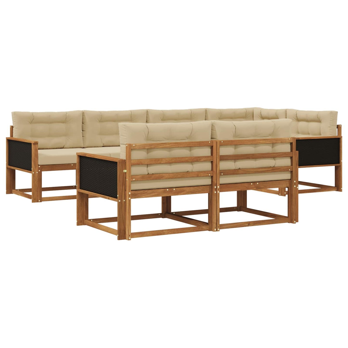 Set di divani da esterno con cuscino 7 pcs Naturale e Beige | homemem39