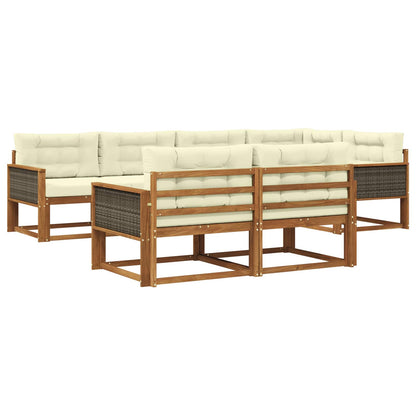 Set di divani da esterno con cuscino 7 pcs Naturale e Crema | homemem39