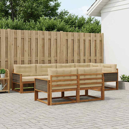 Set di divani da esterno con cuscino 7 pcs Naturale e Beige | homemem39
