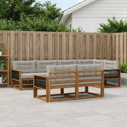 Set di divani da esterno 7 pcs Naturale e Grigio chiaro | homemem39