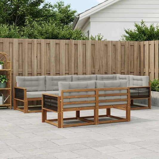 Set di divani da esterno 7 pcs Naturale e Grigio chiaro | homemem39