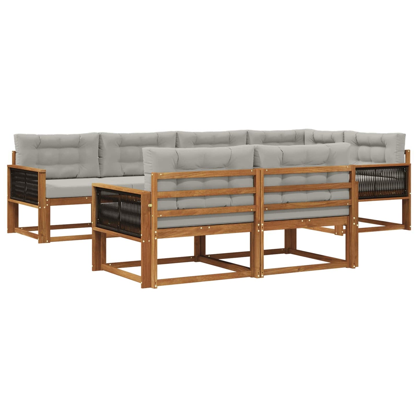 Set di divani da esterno 7 pcs Naturale e Grigio chiaro | homemem39