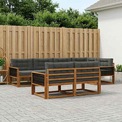 Set di divani da esterno con cuscino 7 pcs Naturale e Antracite | homemem39