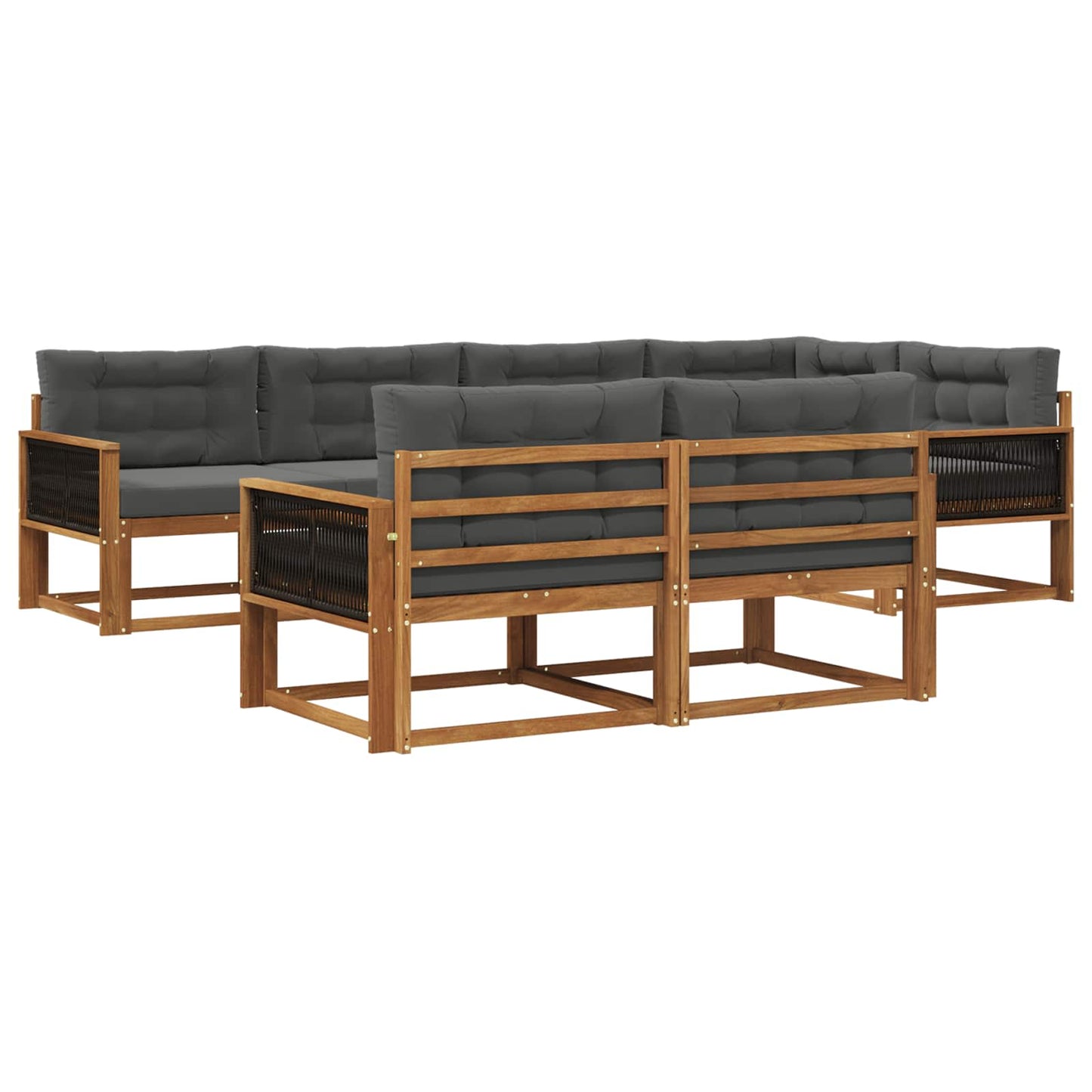 Set di divani da esterno con cuscino 7 pcs Naturale e Antracite | homemem39