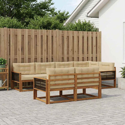 Set di divani da esterno con cuscino 7 pcs Naturale e Beige | homemem39