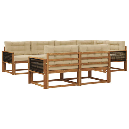 Set di divani da esterno con cuscino 7 pcs Naturale e Beige | homemem39