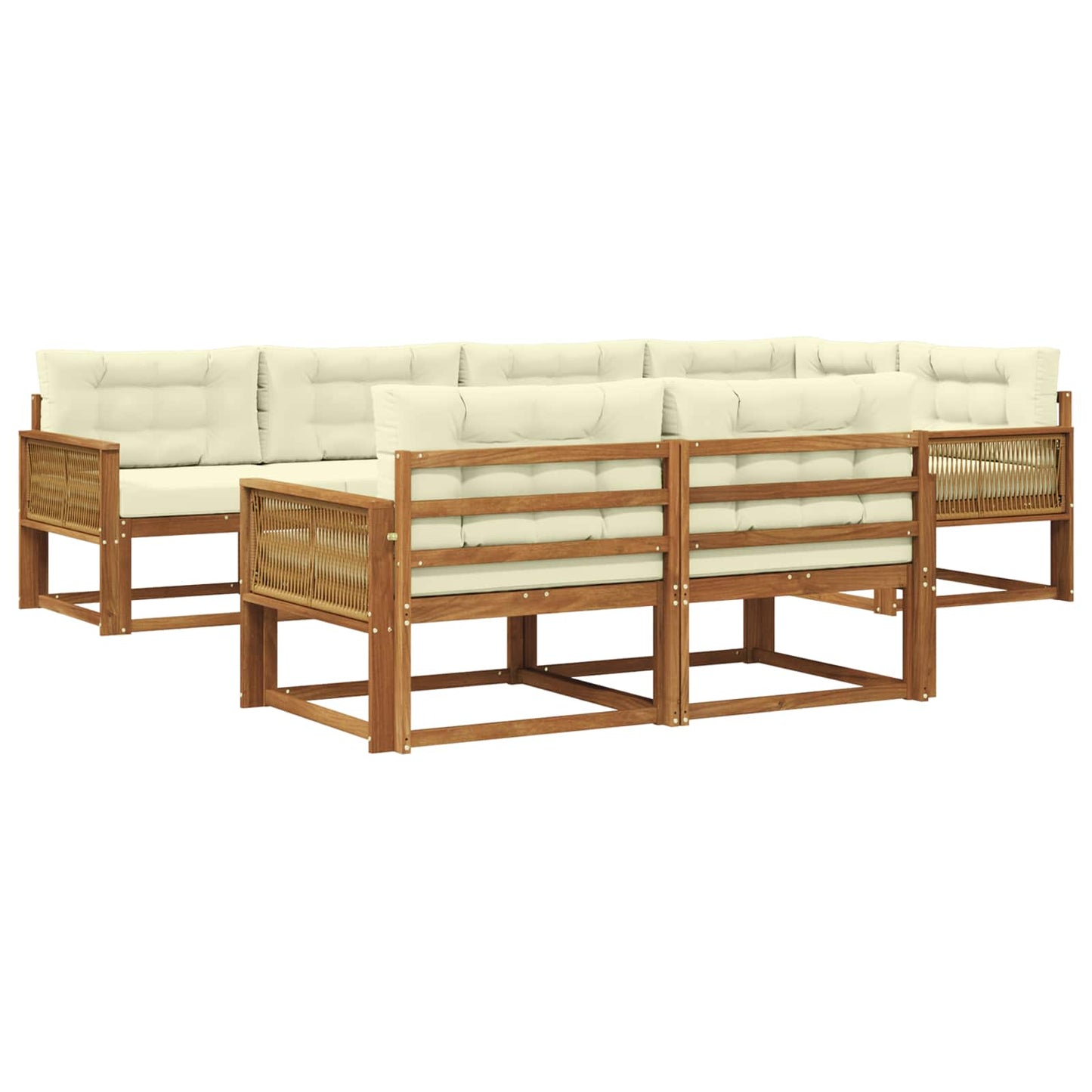 Set di divani da esterno con cuscino 7 pcs Naturale e Crema | homemem39