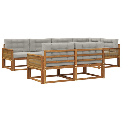 Set di divani da esterno 7 pcs Naturale e Grigio chiaro | homemem39