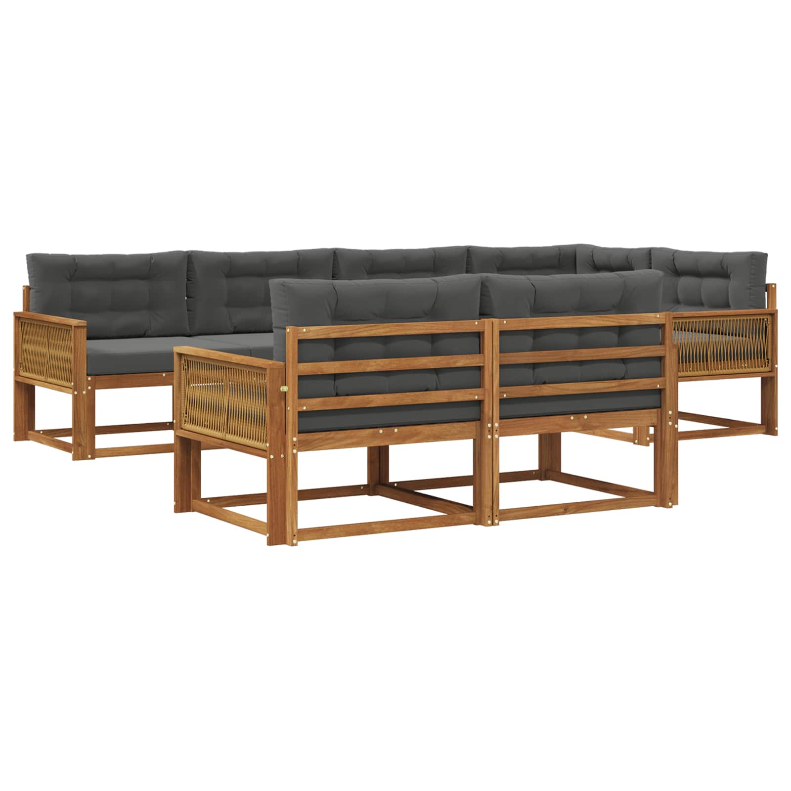 Set di divani da esterno con cuscino 7 pcs Naturale e Antracite | homemem39