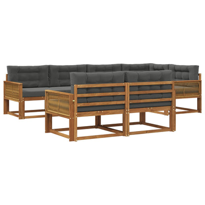 Set di divani da esterno con cuscino 7 pcs Naturale e Antracite | homemem39