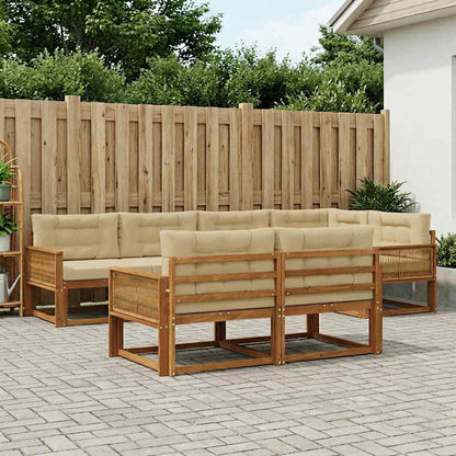 Set di divani da esterno con cuscino 7 pcs Naturale e Beige | homemem39