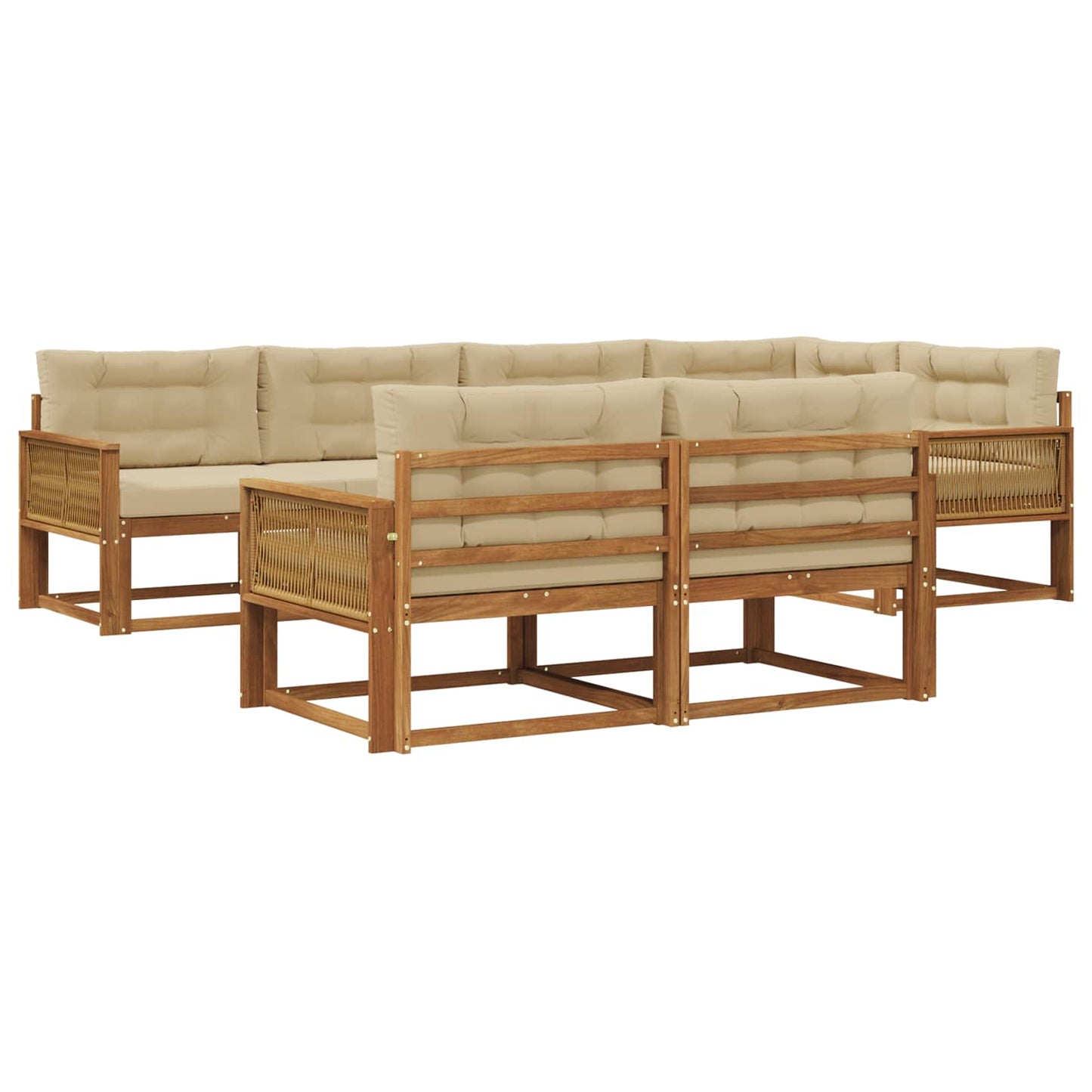 Set di divani da esterno con cuscino 7 pcs Naturale e Beige | homemem39