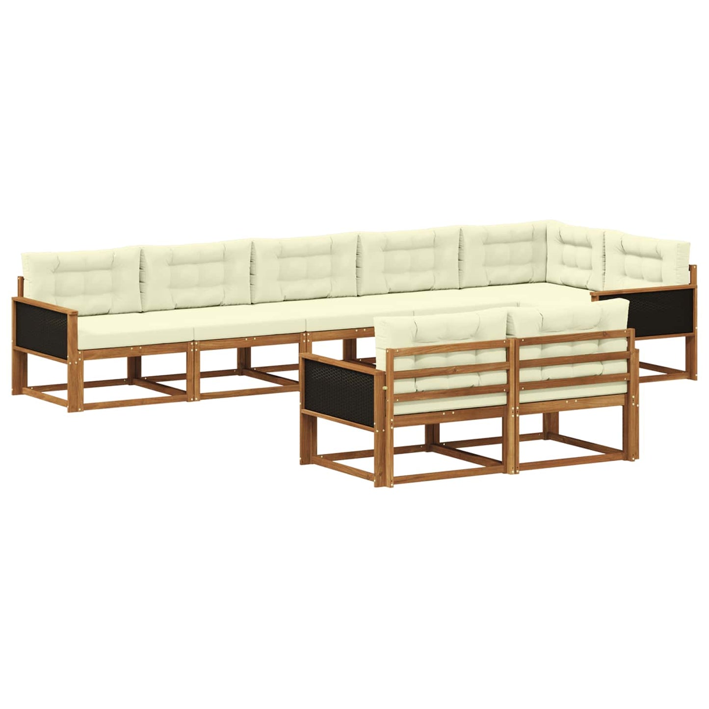 Set di divani da esterno con cuscino 8 pcs Naturale e Crema | homemem39