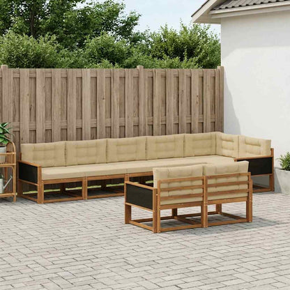 Set di divani da esterno con cuscino 8 pcs Naturale e Beige | homemem39