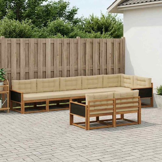 Set di divani da esterno con cuscino 8 pcs Naturale e Beige | homemem39