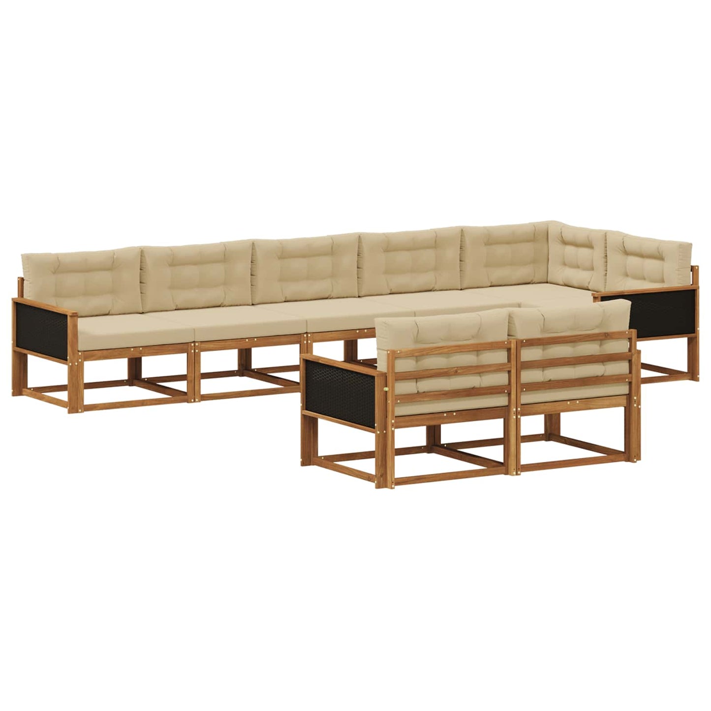 Set di divani da esterno con cuscino 8 pcs Naturale e Beige | homemem39
