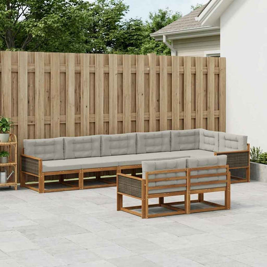 Set di divani da esterno 8 pcs Naturale e Grigio chiaro | homemem39