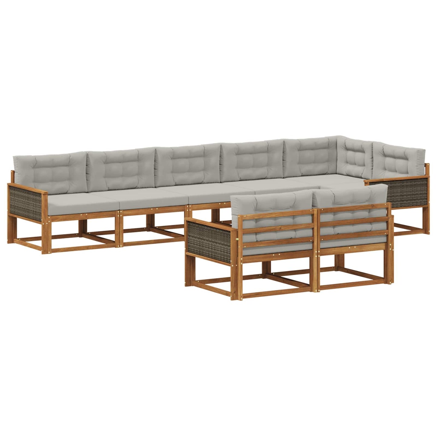 Set di divani da esterno 8 pcs Naturale e Grigio chiaro | homemem39