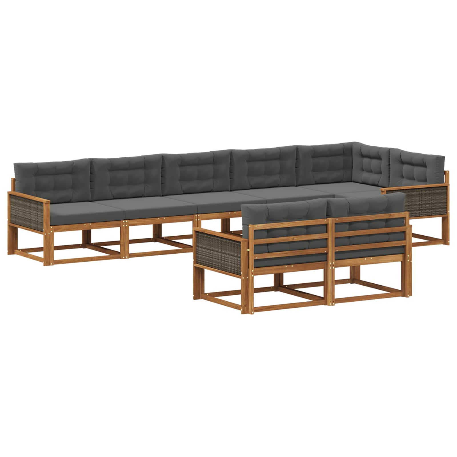 Set di divani da esterno con cuscino 8 pcs Naturale e Antracite | homemem39
