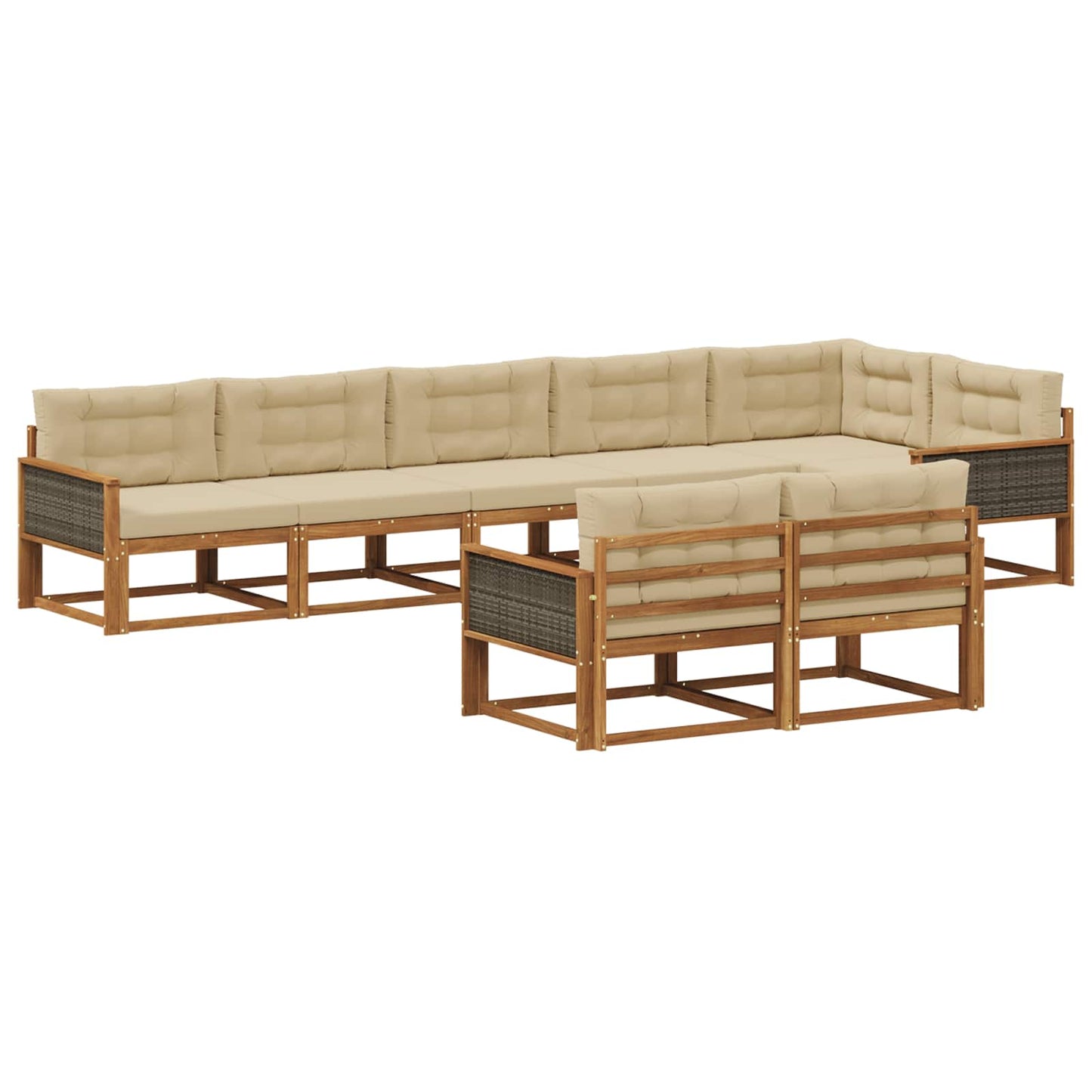 Set di divani da esterno con cuscino 8 pcs Naturale e Beige | homemem39
