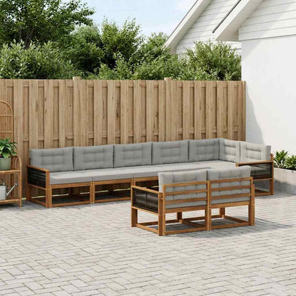 Set di divani da esterno 8 pcs Naturale e Grigio chiaro