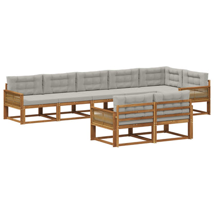 Set di divani da esterno 8 pcs Naturale e Grigio chiaro