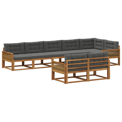 Set di divani da esterno con cuscino 8 pcs Naturale e Antracite | homemem39