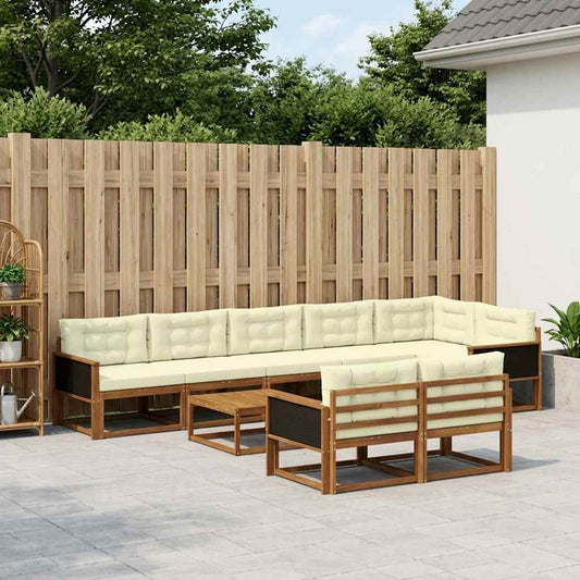 Set di divani da esterno con cuscino 9 pcs Naturale e Crema