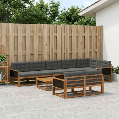 Set di divani da esterno con cuscino 9 pcs Naturale e Antracite | homemem39