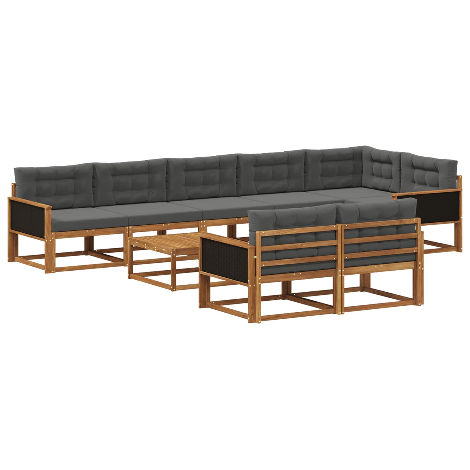 Set di divani da esterno con cuscino 9 pcs Naturale e Antracite | homemem39