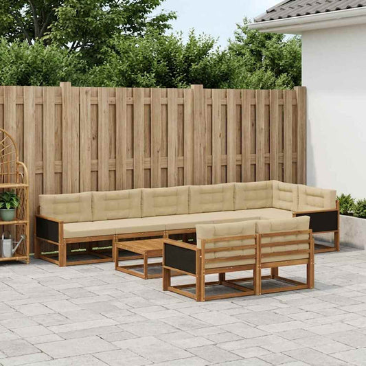 Set di divani da esterno con cuscino 9 pcs Naturale e Beige | homemem39