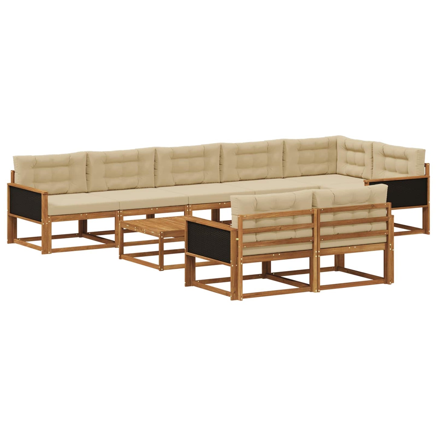 Set di divani da esterno con cuscino 9 pcs Naturale e Beige | homemem39