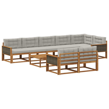 Set di divani da esterno 9 pcs Naturale e Grigio chiaro | homemem39