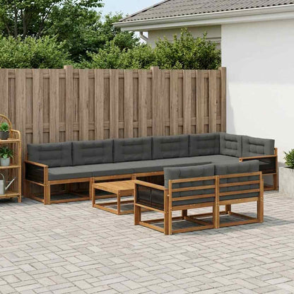 Set di divani da esterno con cuscino 9 pcs Naturale e Antracite | homemem39