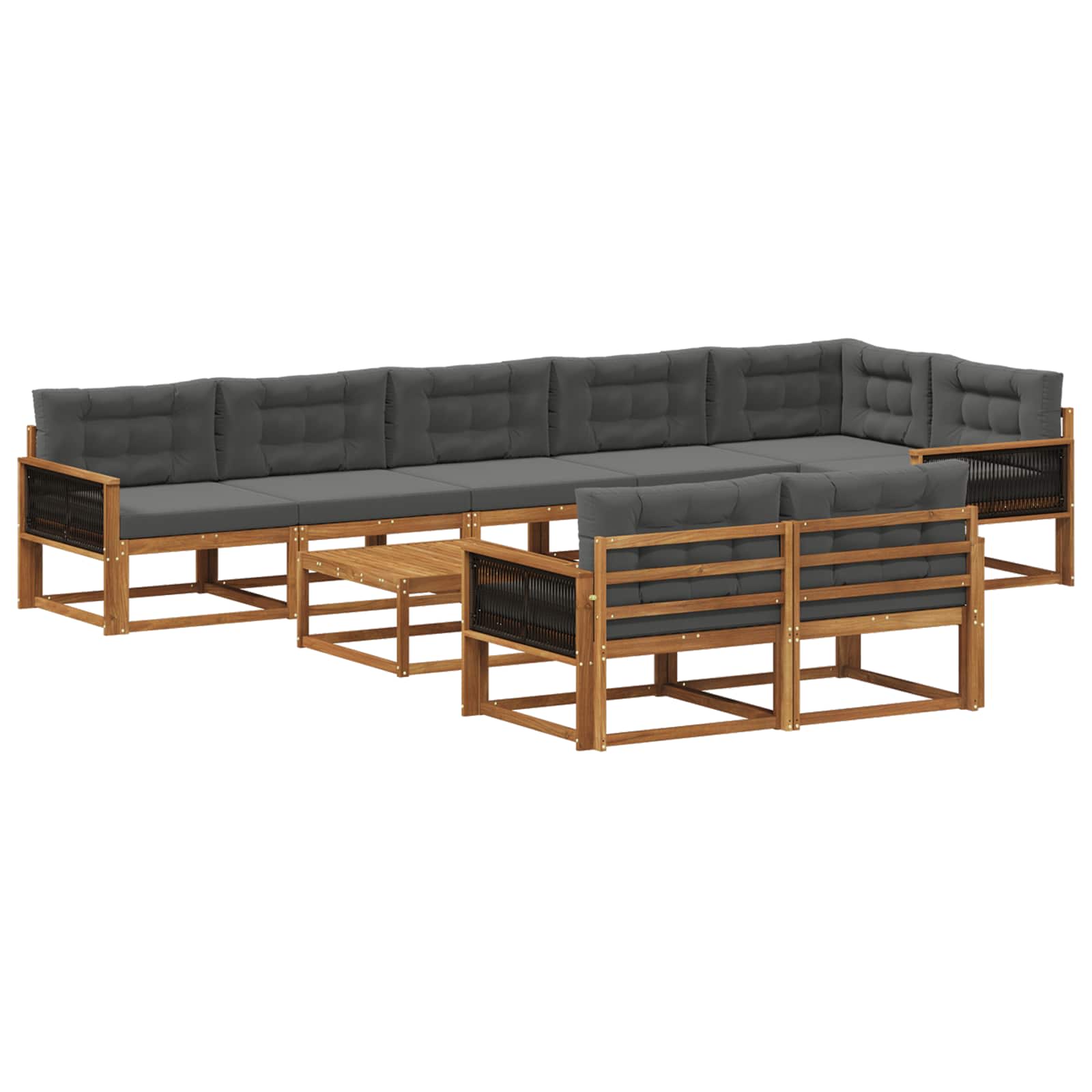 Set di divani da esterno con cuscino 9 pcs Naturale e Antracite | homemem39