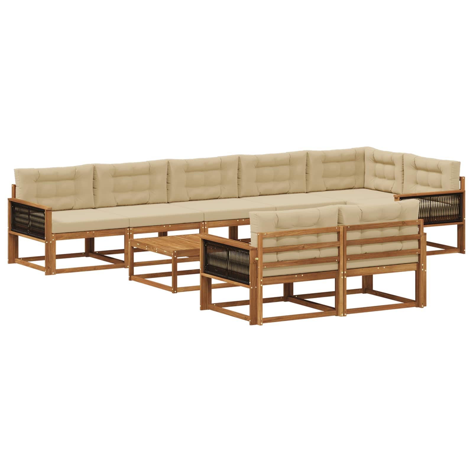Set di divani da esterno con cuscino 9 pcs Naturale e Beige | homemem39