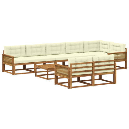 Set di divani da esterno con cuscino 9 pcs Naturale e Crema | homemem39