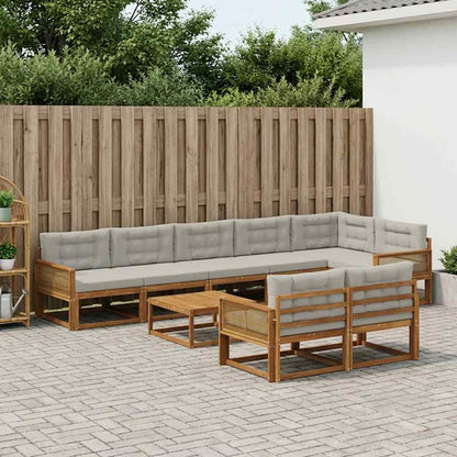 Set di divani da esterno 9 pcs Naturale e Grigio chiaro | homemem39