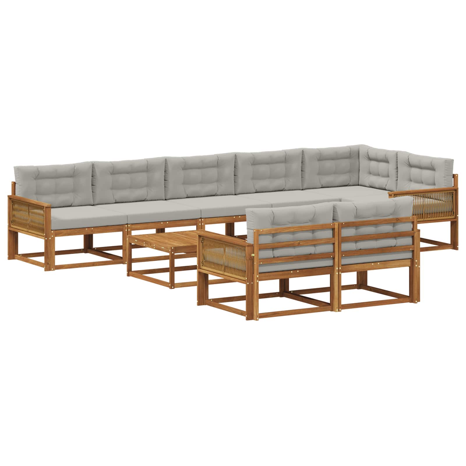 Set di divani da esterno 9 pcs Naturale e Grigio chiaro | homemem39