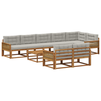 Set di divani da esterno 9 pcs Naturale e Grigio chiaro | homemem39