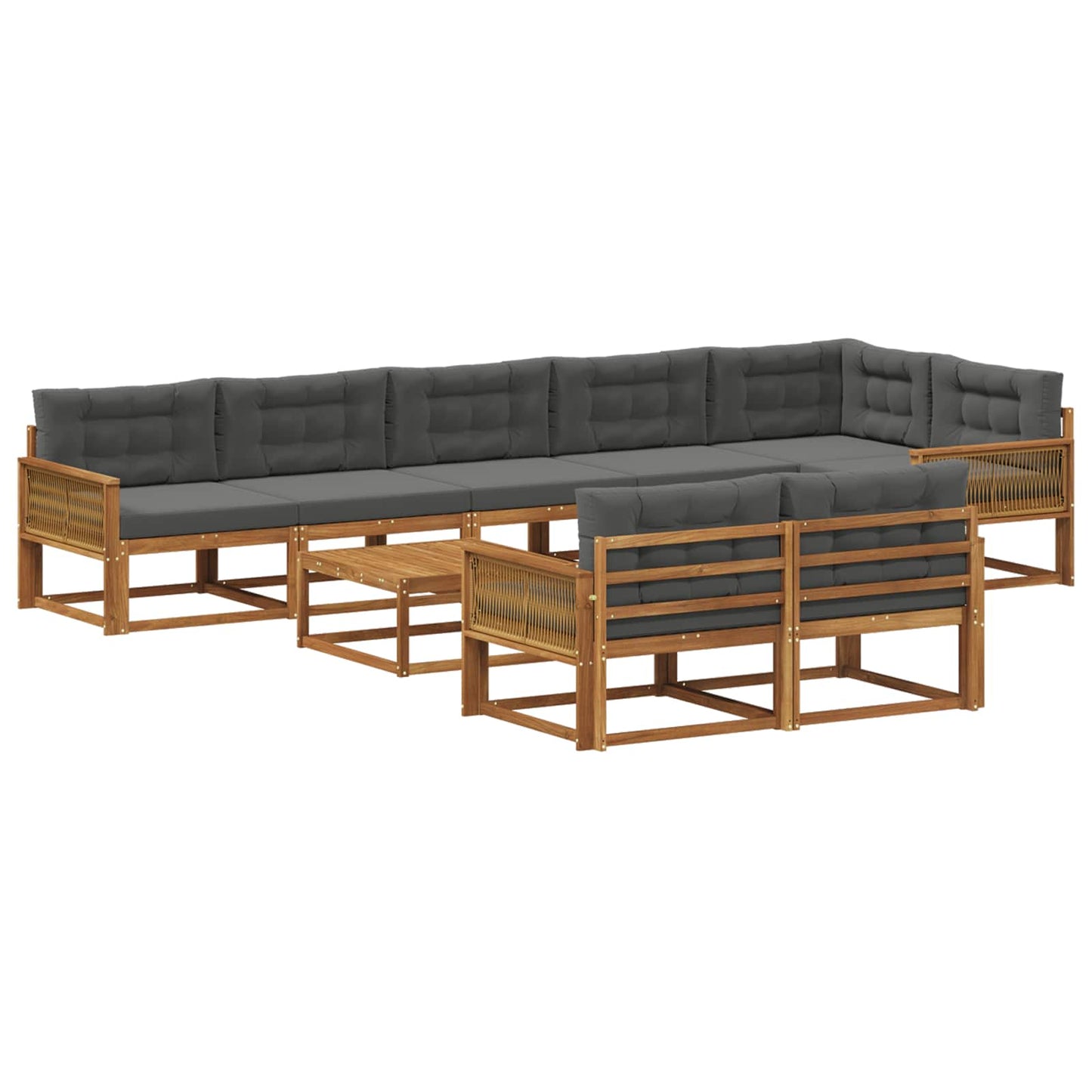 Set di divani da esterno con cuscino 9 pcs Naturale e Antracite | homemem39