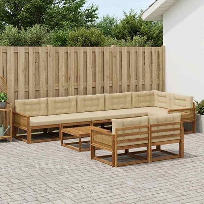 Set di divani da esterno con cuscino 9 pcs Naturale e Beige | homemem39