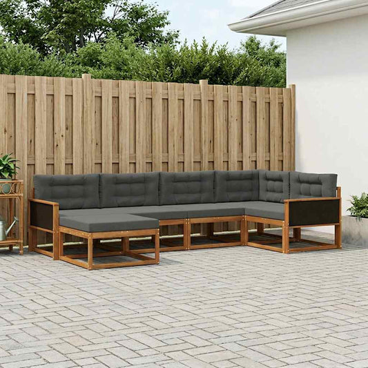 Set di divani da esterno con cuscino 6 pcs Naturale e Antracite | homemem39